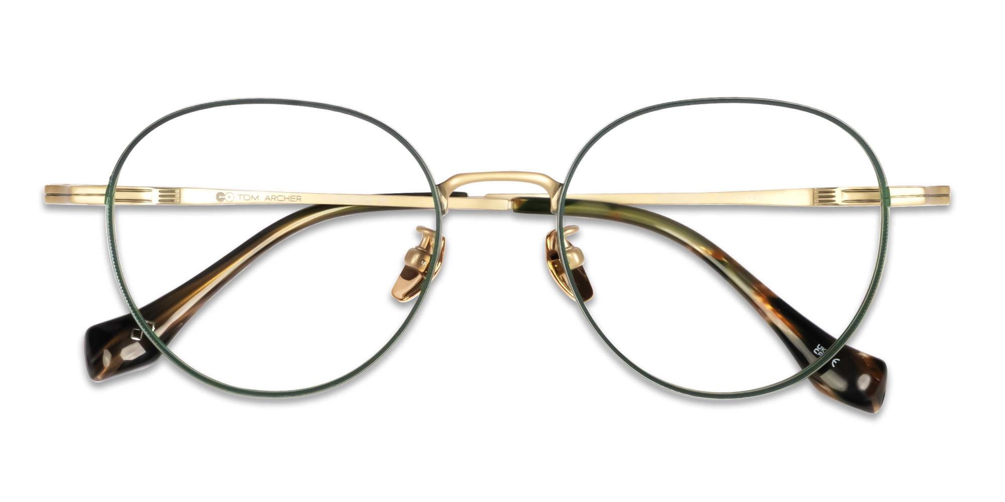 Matte Green Oval Round Metal Glasses-6