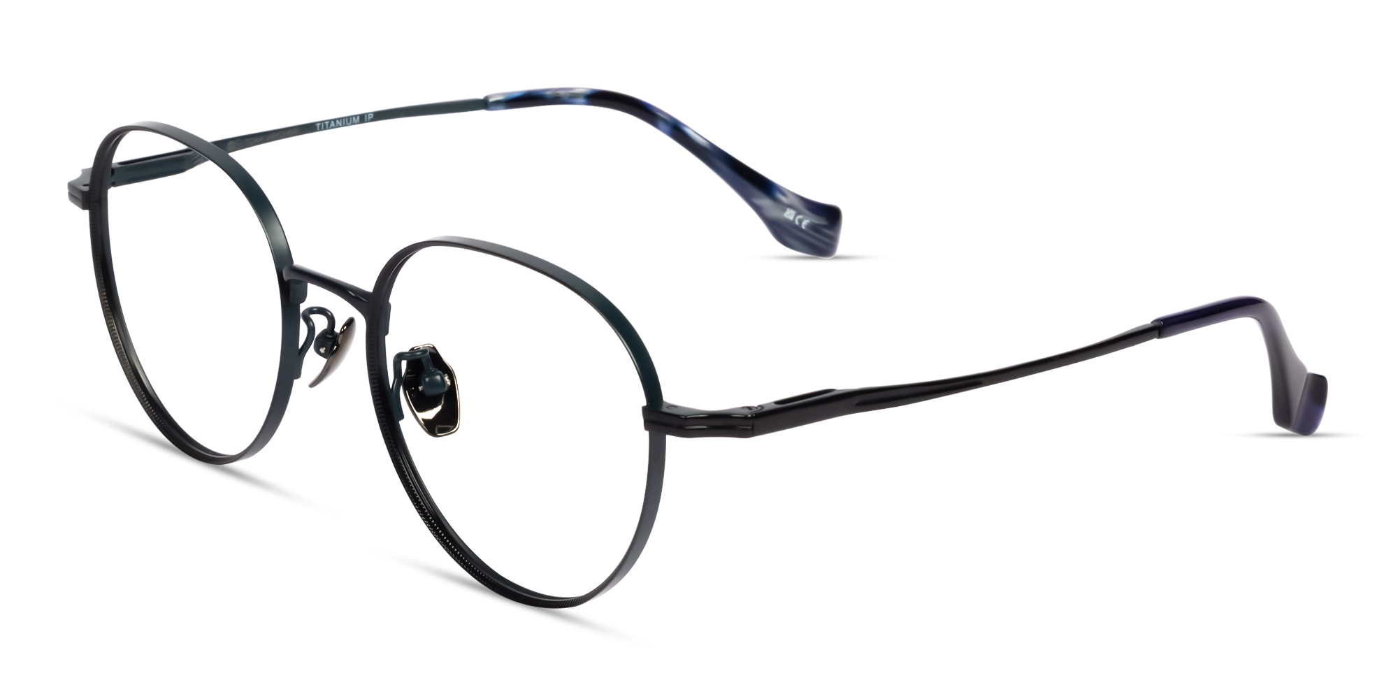 Black & Dark Teal Oval Round Metal Glasses-3 Black & Dark Teal Oval Round Metal Glasses-3