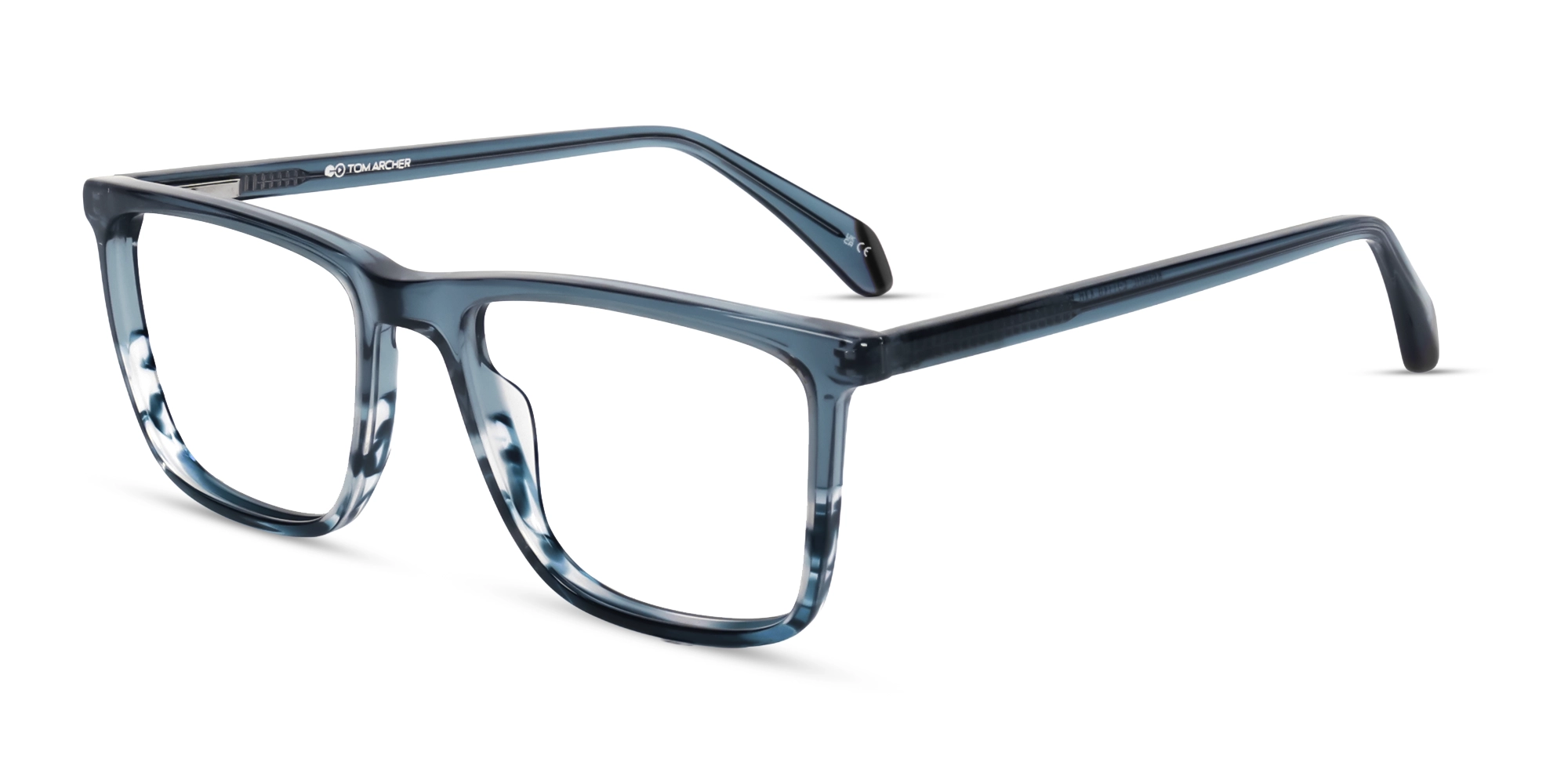 Clear Blue Square Glasses with Spring Hinges-3 Clear Blue Square Glasses with Spring Hinges-3