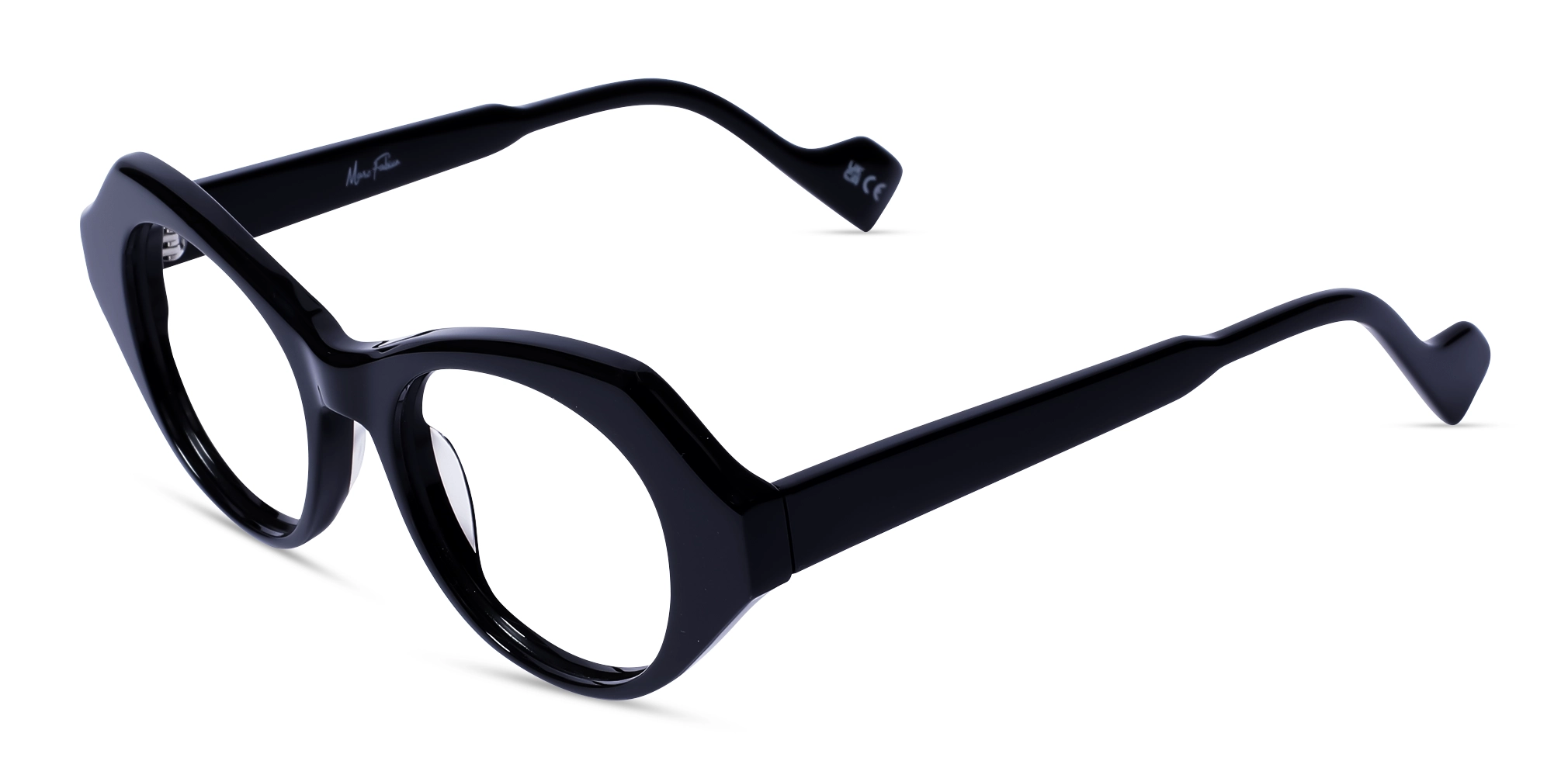Black Cateye Geometric Full-Rim Glasses-3