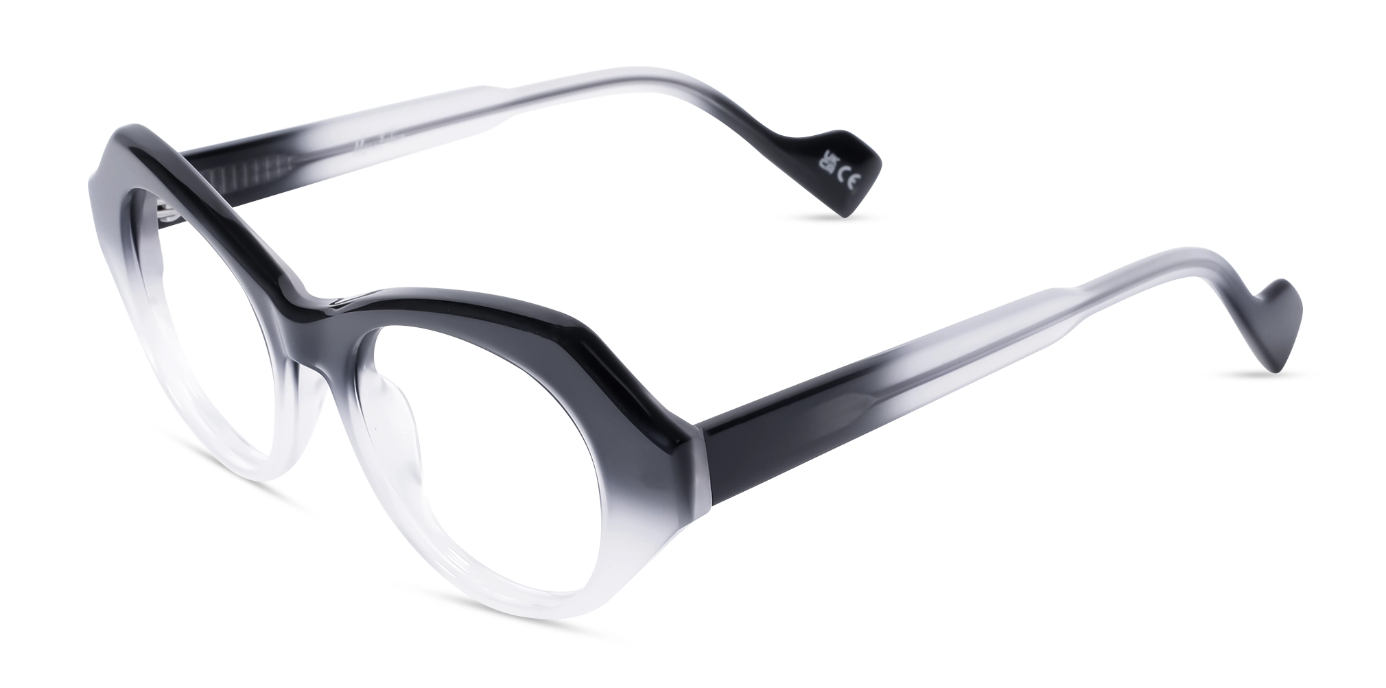 Smoke Grey Ombre Cat-eye Geometric Glasses-3