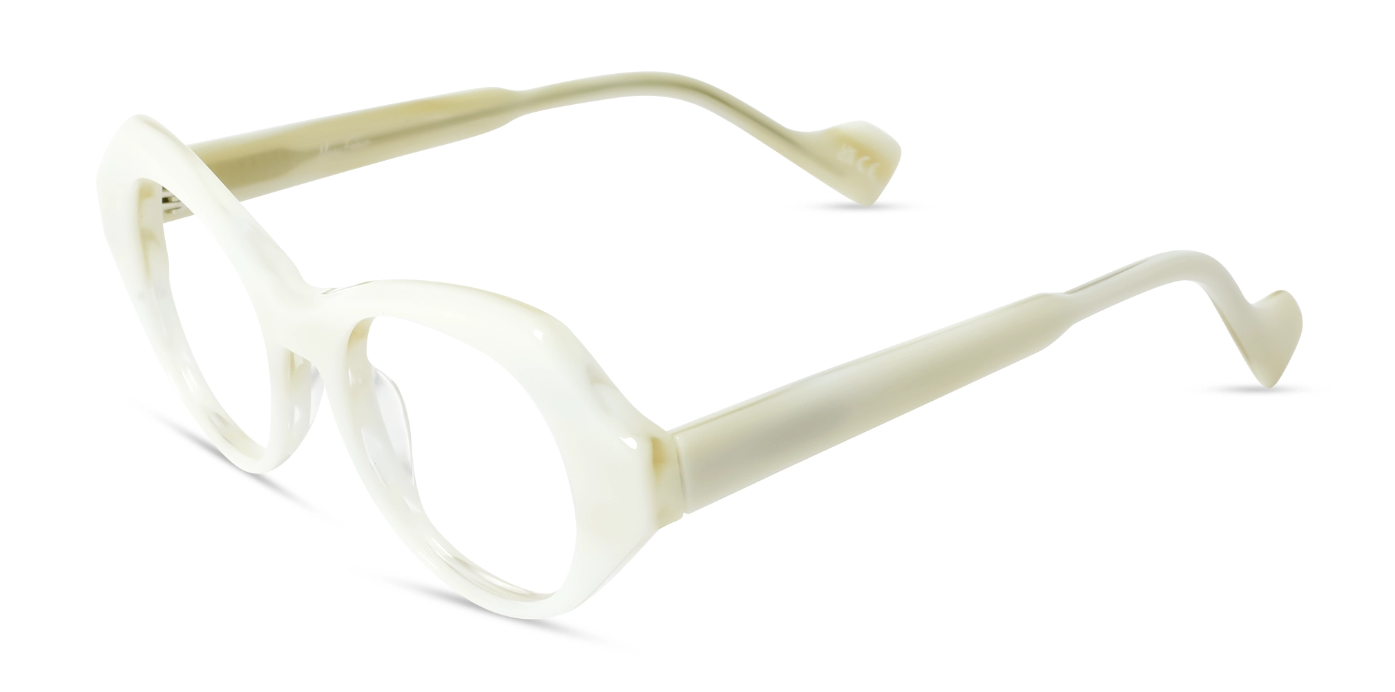 Creme White Cat-eye Geometric Glasses-3