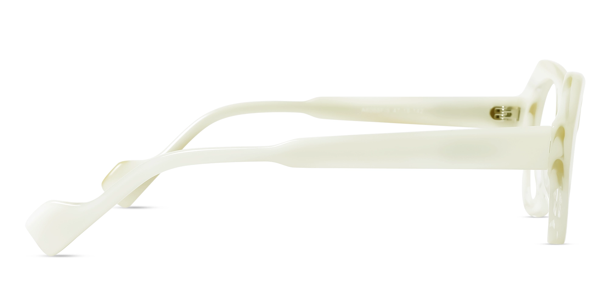 Creme White Cat-eye Geometric Glasses-4
