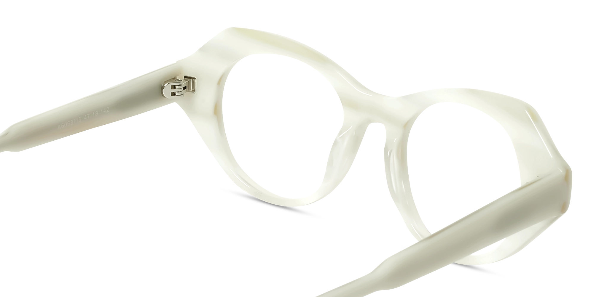 Creme White Cat-eye Geometric Glasses-5