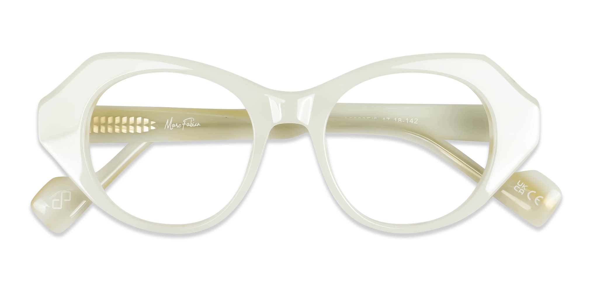 Creme White Cat-eye Geometric Glasses-6
