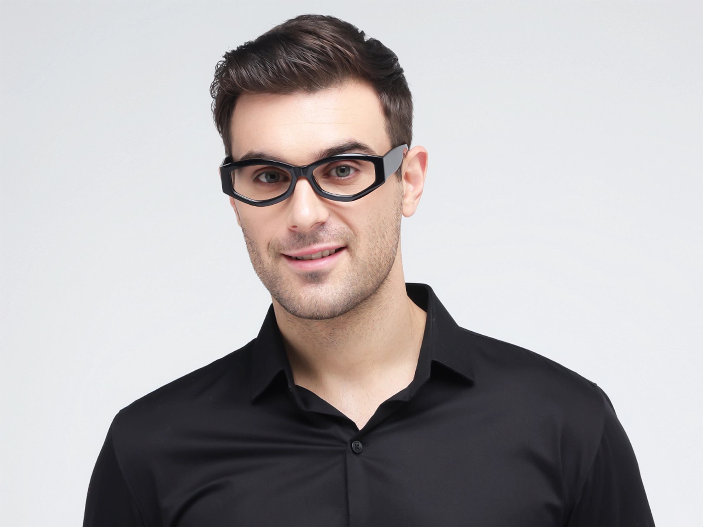 Black Oversized Geometric Full-Rim Glasses