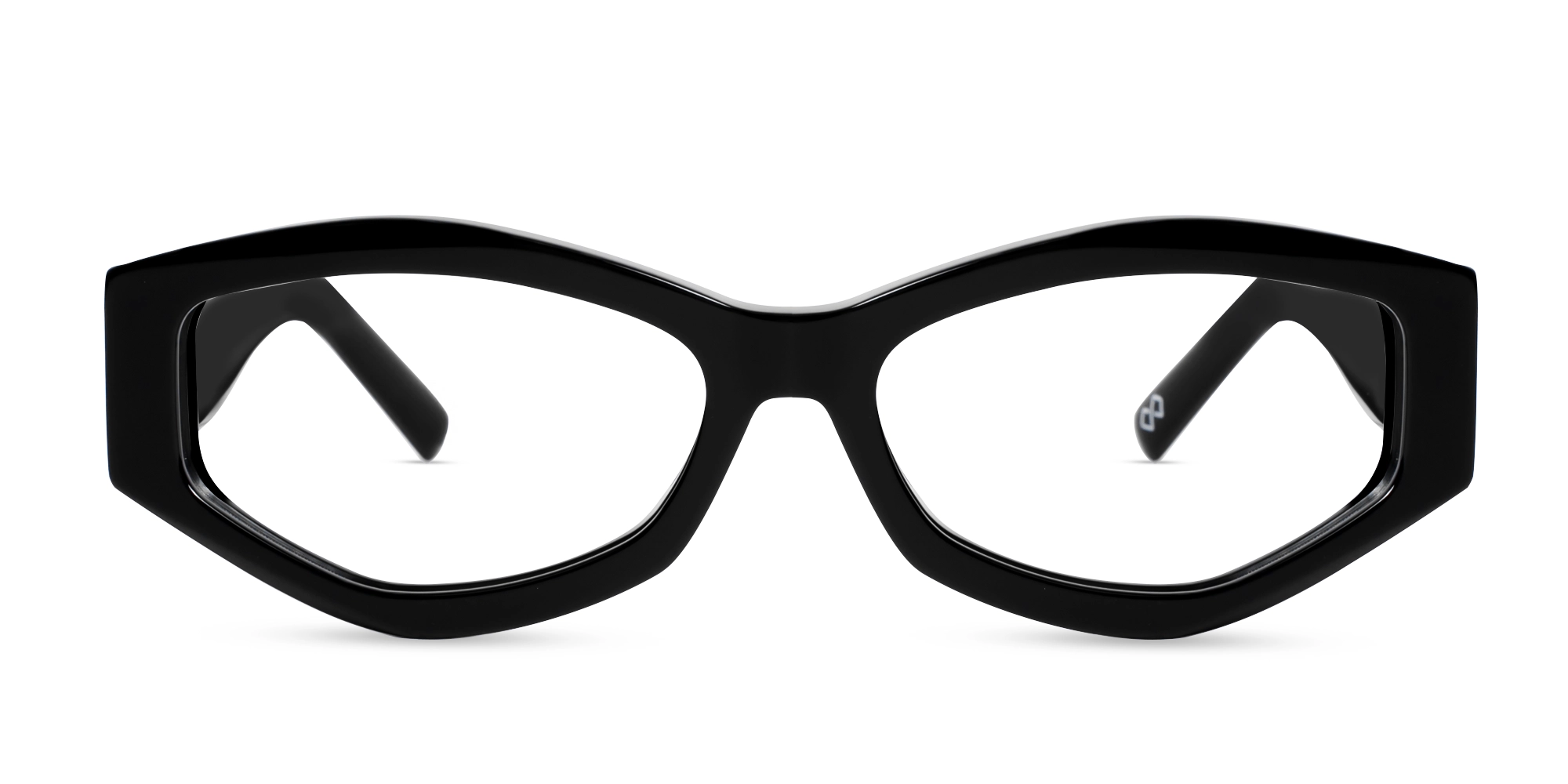 Black Oversized Geometric Full-Rim Glasses