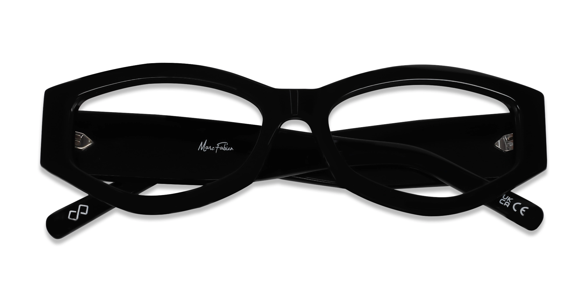 Black Oversized Geometric Full-Rim Glasses