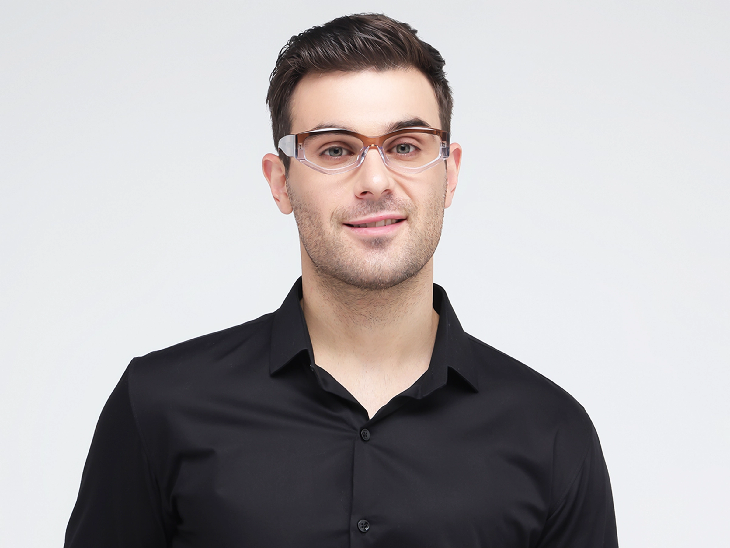Crystal Brown Ombre Geometric Glasses