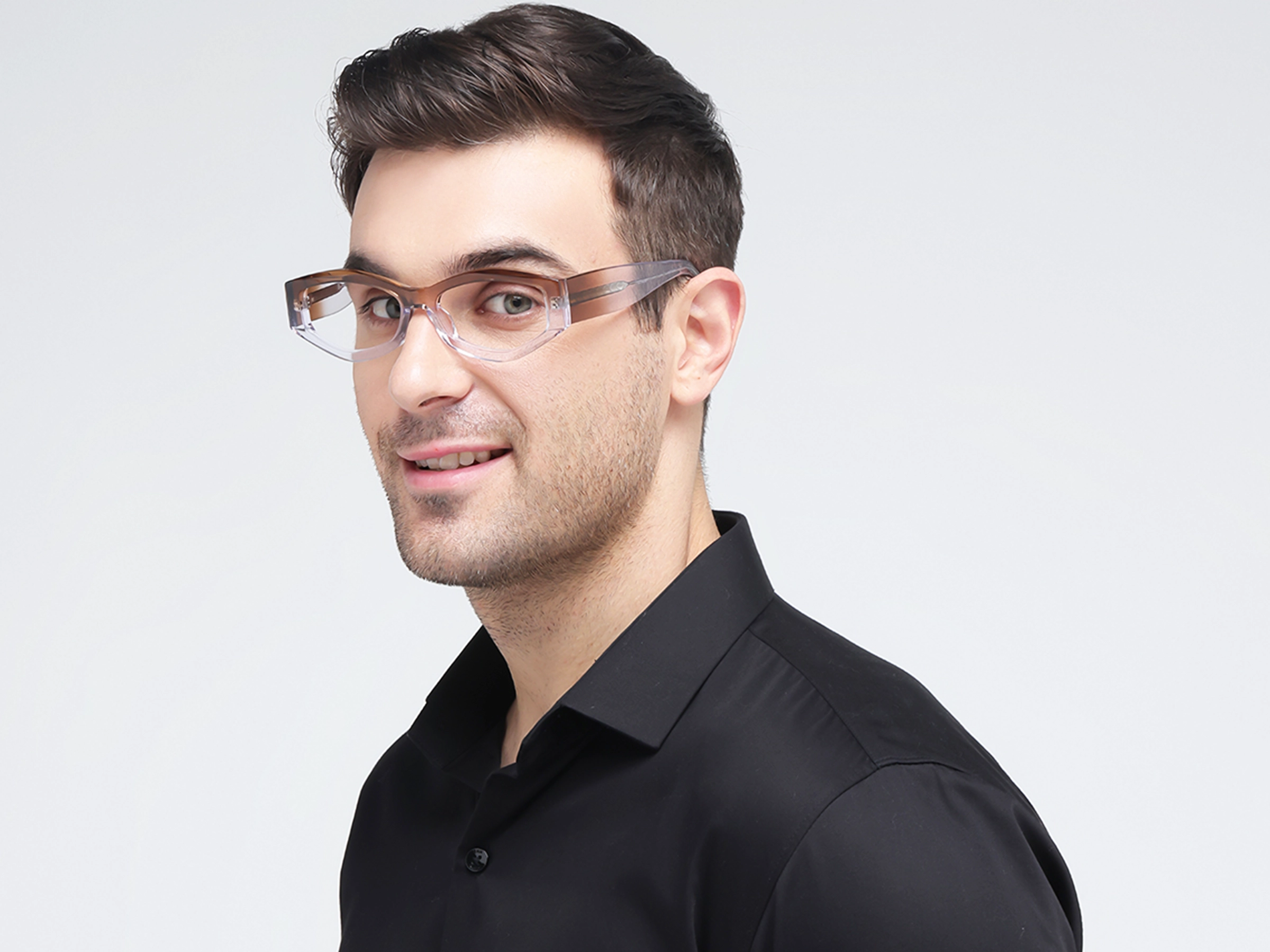 Crystal Brown Ombre Geometric Glasses