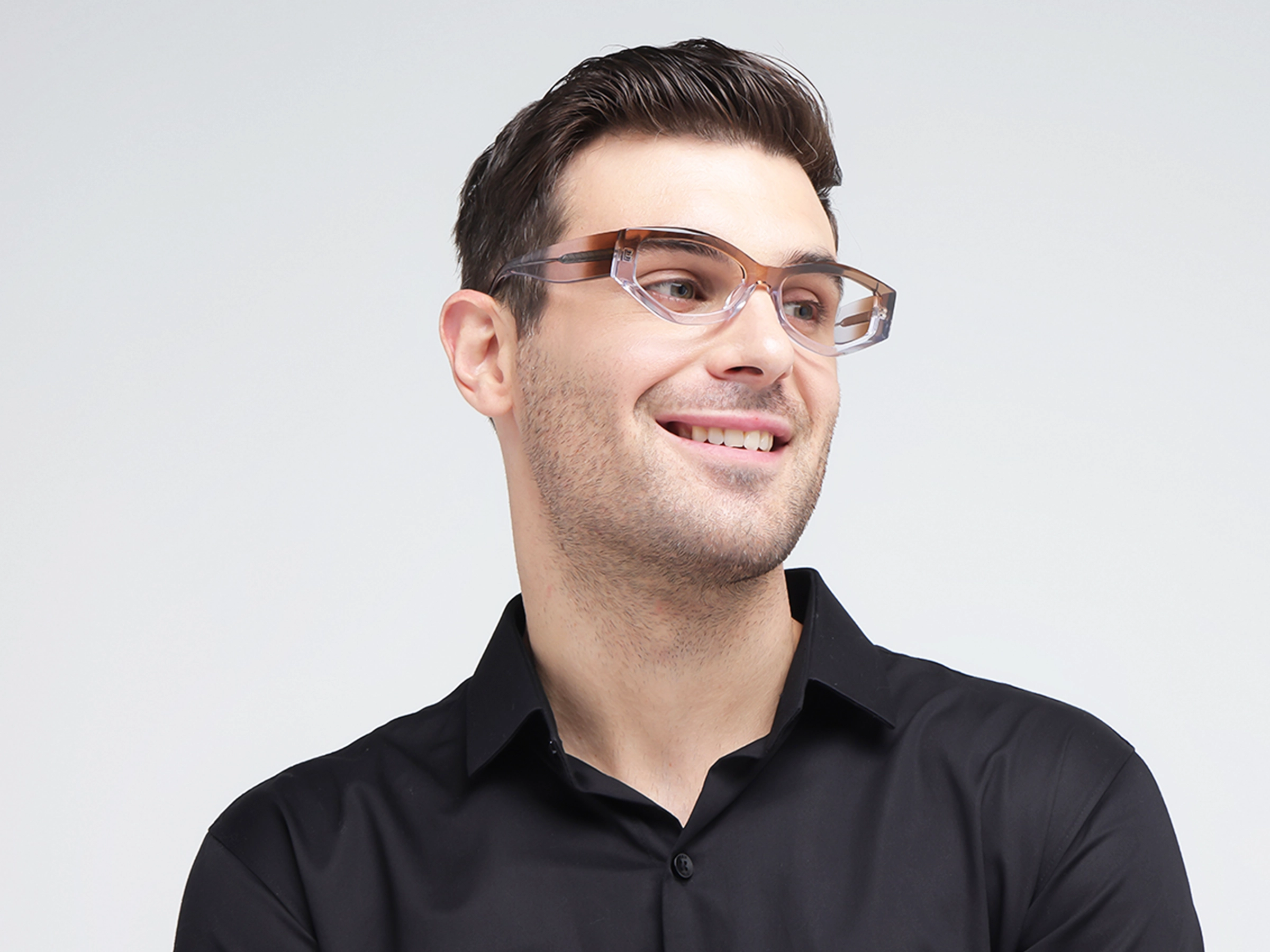 Crystal Brown Ombre Geometric Glasses