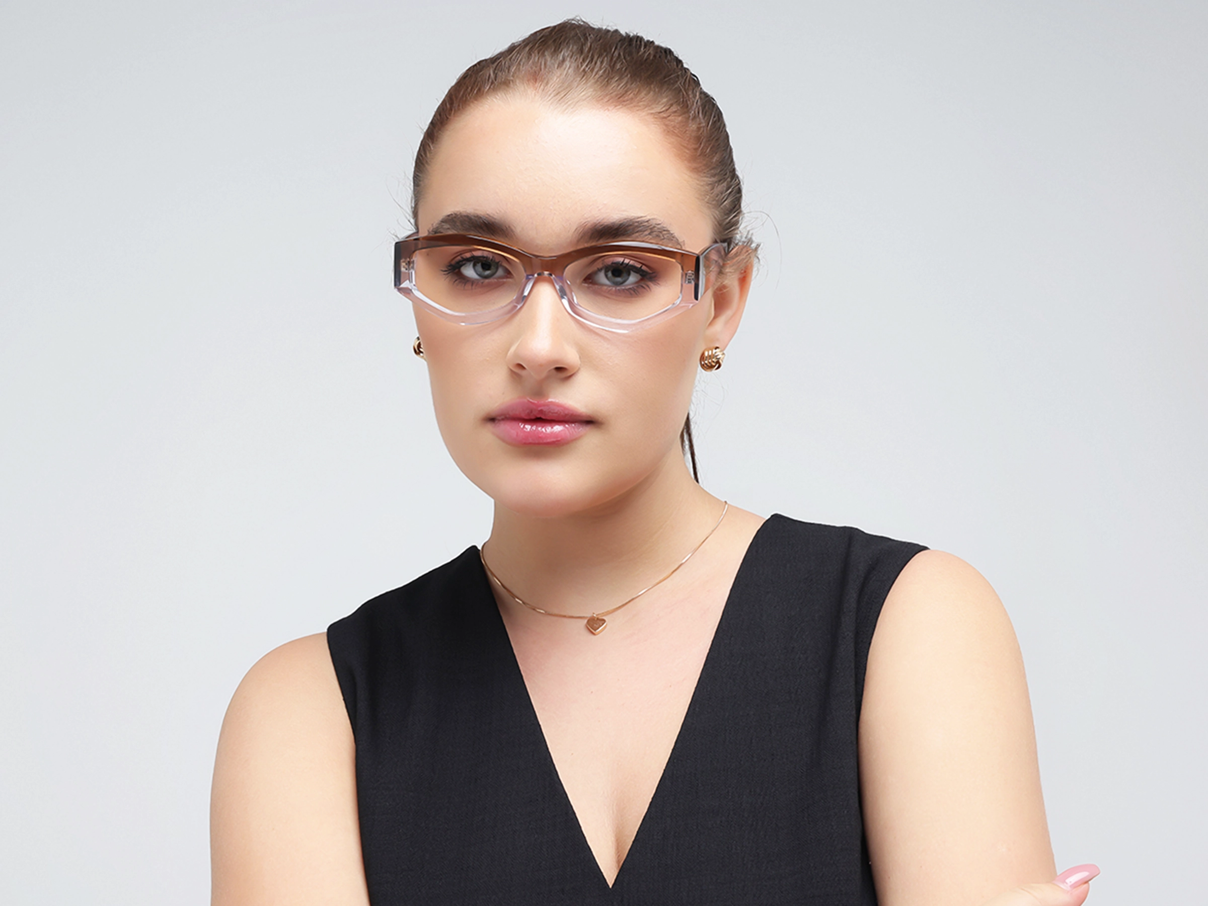 Crystal Brown Ombre Geometric Glasses