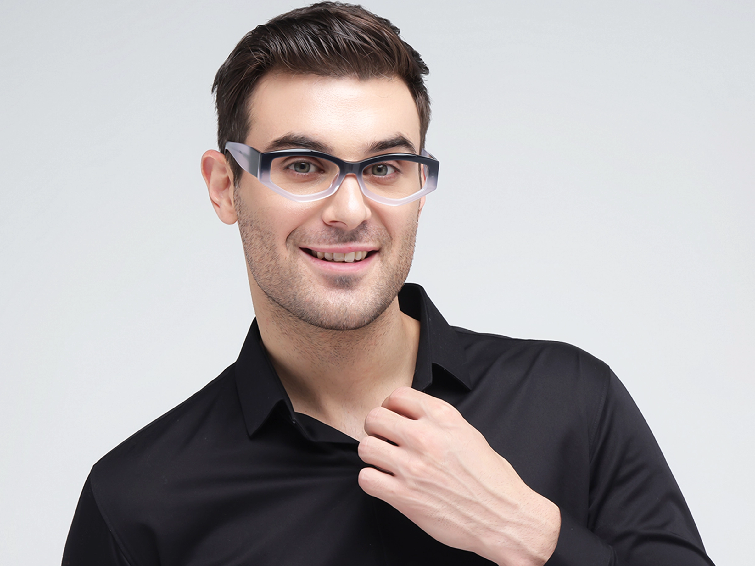 Smoke Grey Ombre Geometric Glasses