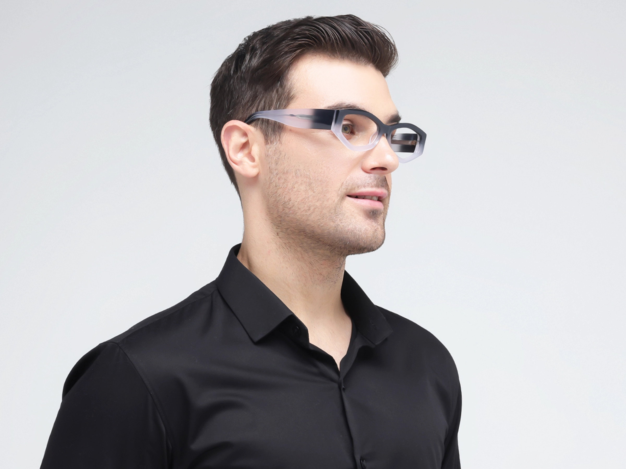 Smoke Grey Ombre Geometric Glasses
