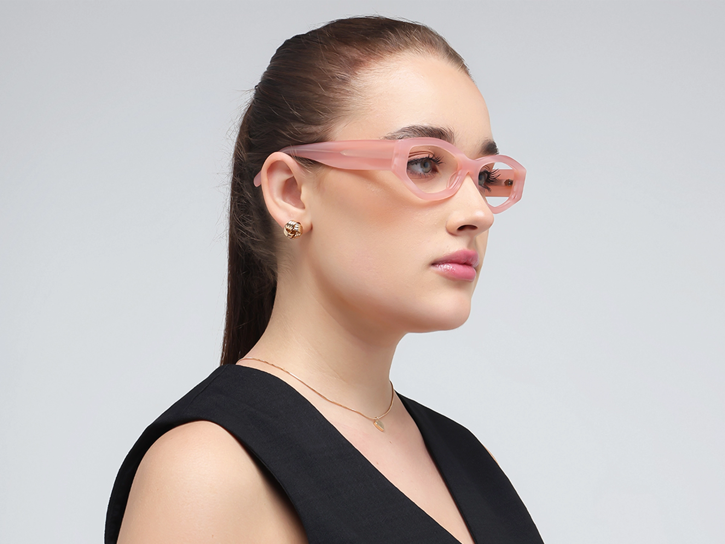 Tea Rose pink Oversized Full-Rim Glasses