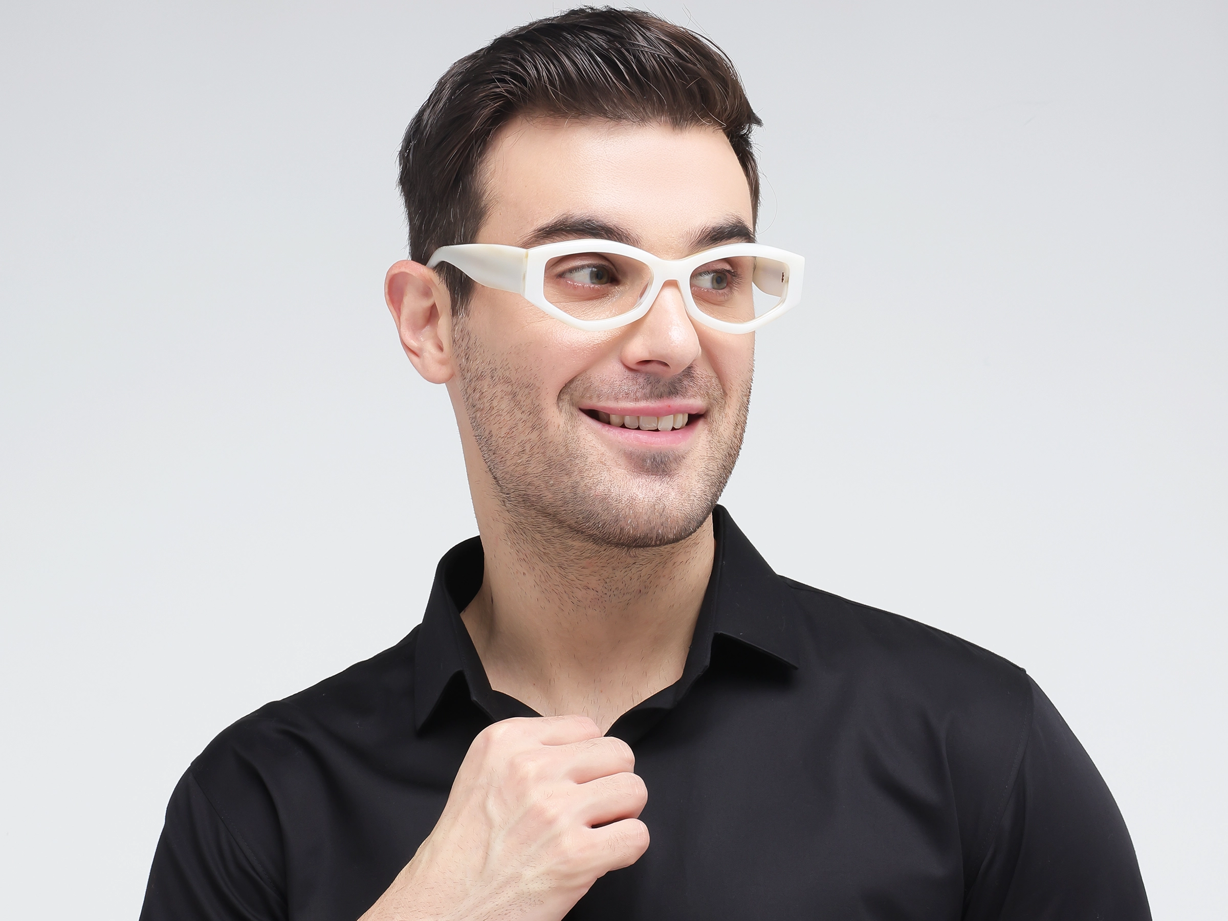 Smoke White Oversized Rectangle Glasses