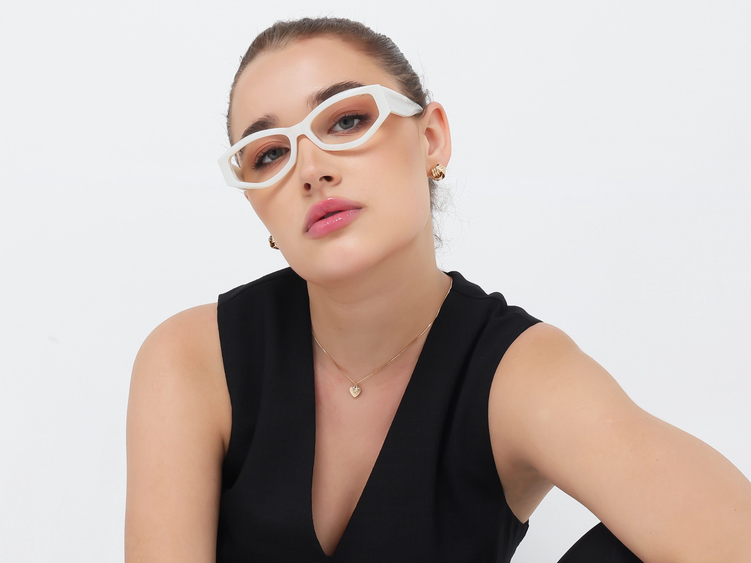 Smoke White Oversized Rectangle Glasses