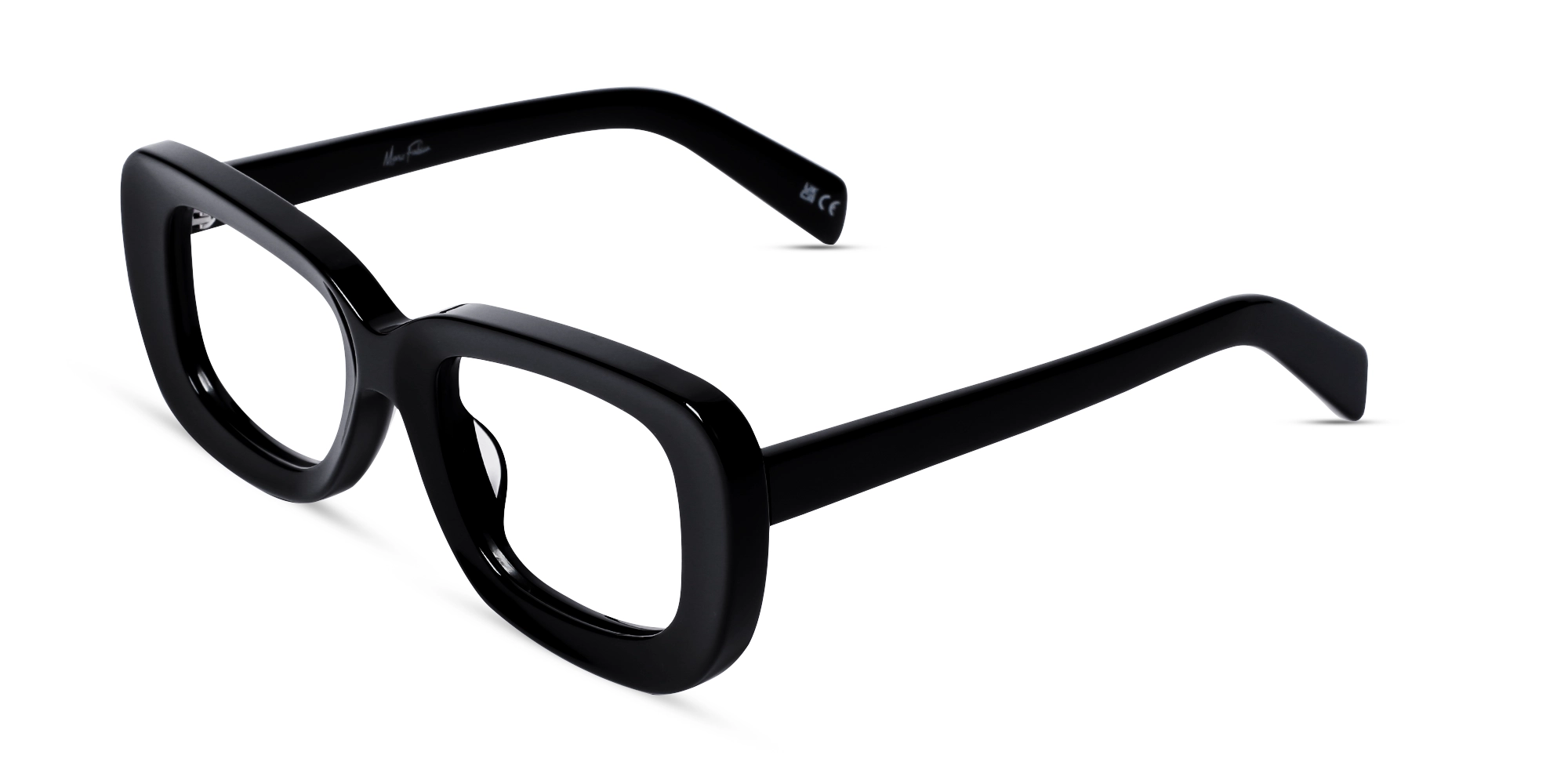 Black Rectangle Oversized Full-Rim Glasses