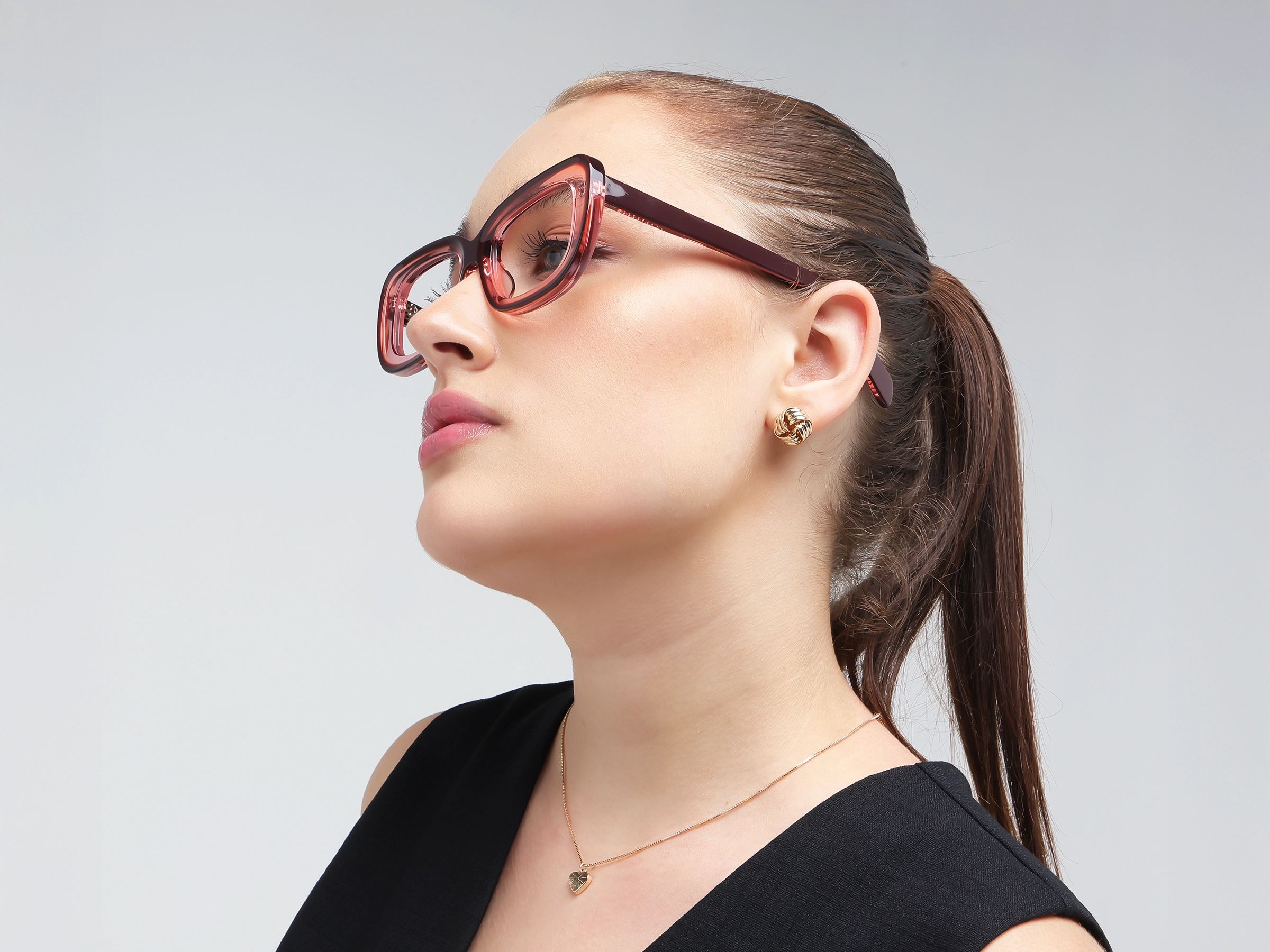 Burgundy Hue Oversized Full-Rim Glasses