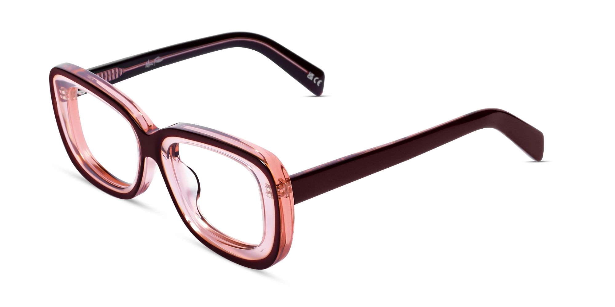 Burgundy Hue Oversized Full-Rim Glasses Burgundy Hue Oversized Full-Rim Glasses