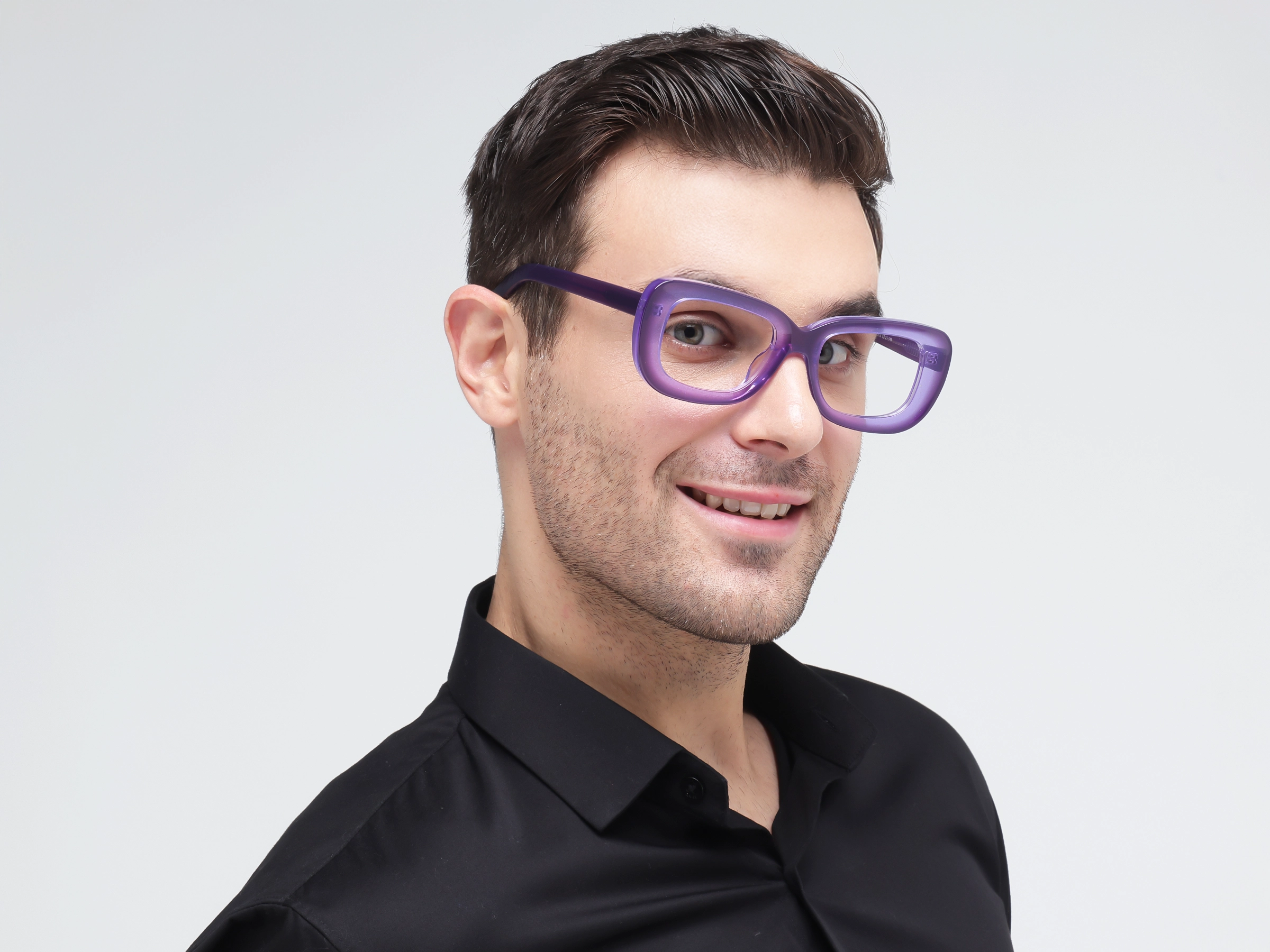 Purple Glittery Hue Oversized Full-Rim Glasses