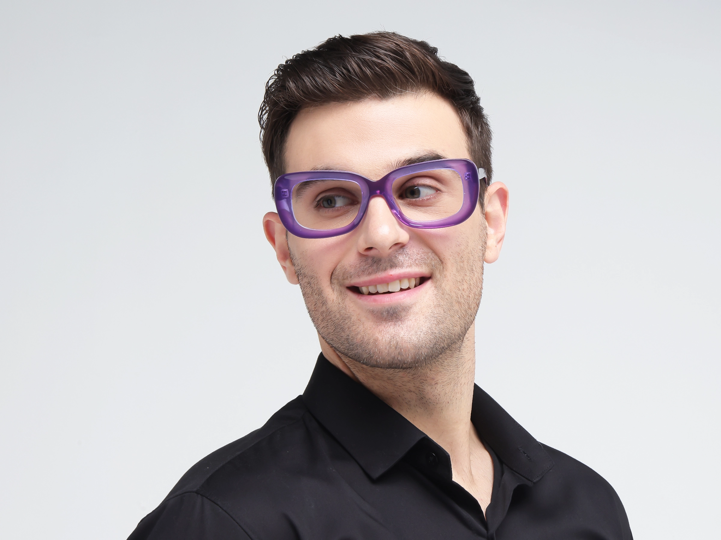 Purple Glittery Hue Oversized Full-Rim Glasses