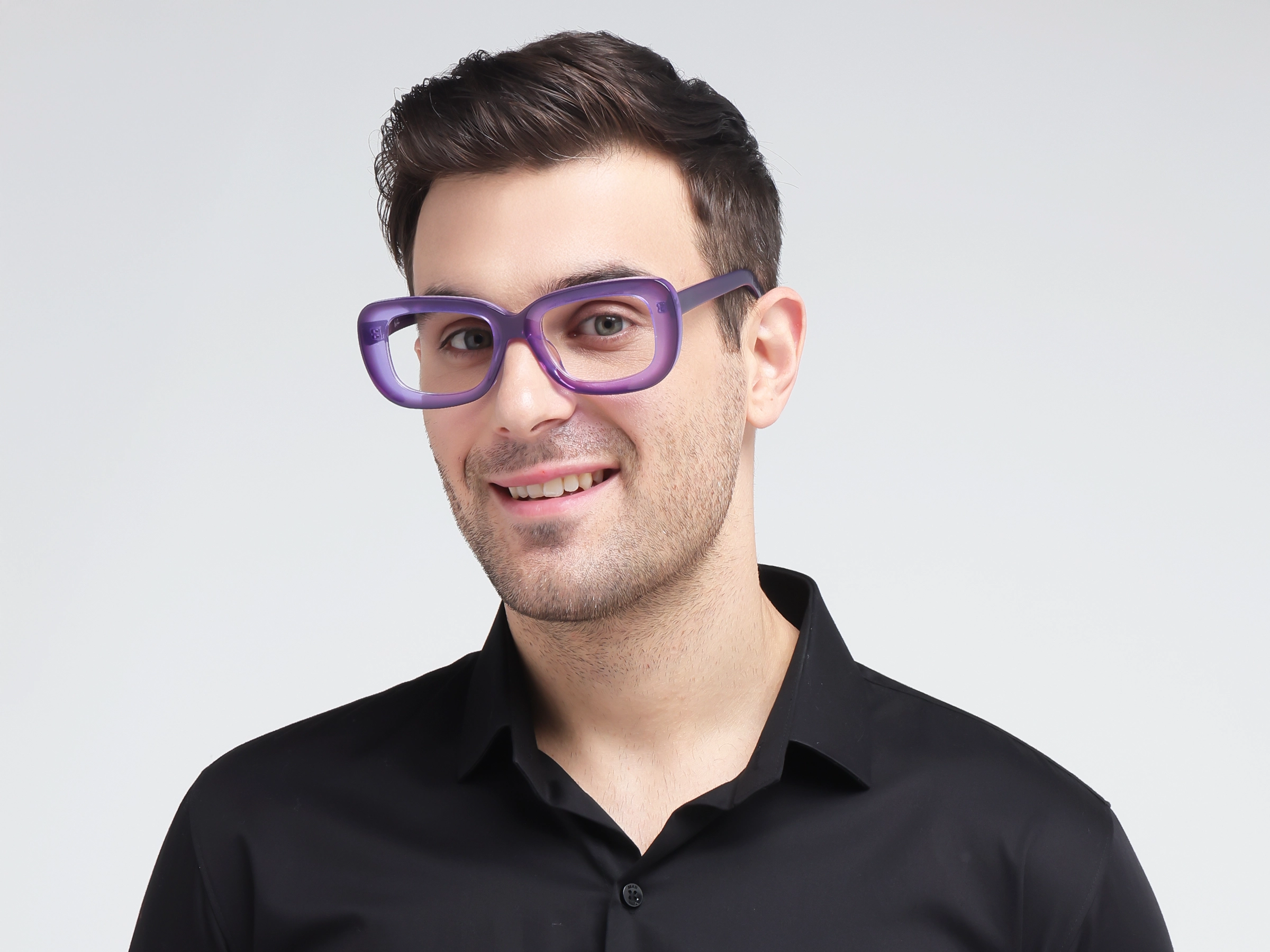 Purple Glittery Hue Oversized Full-Rim Glasses