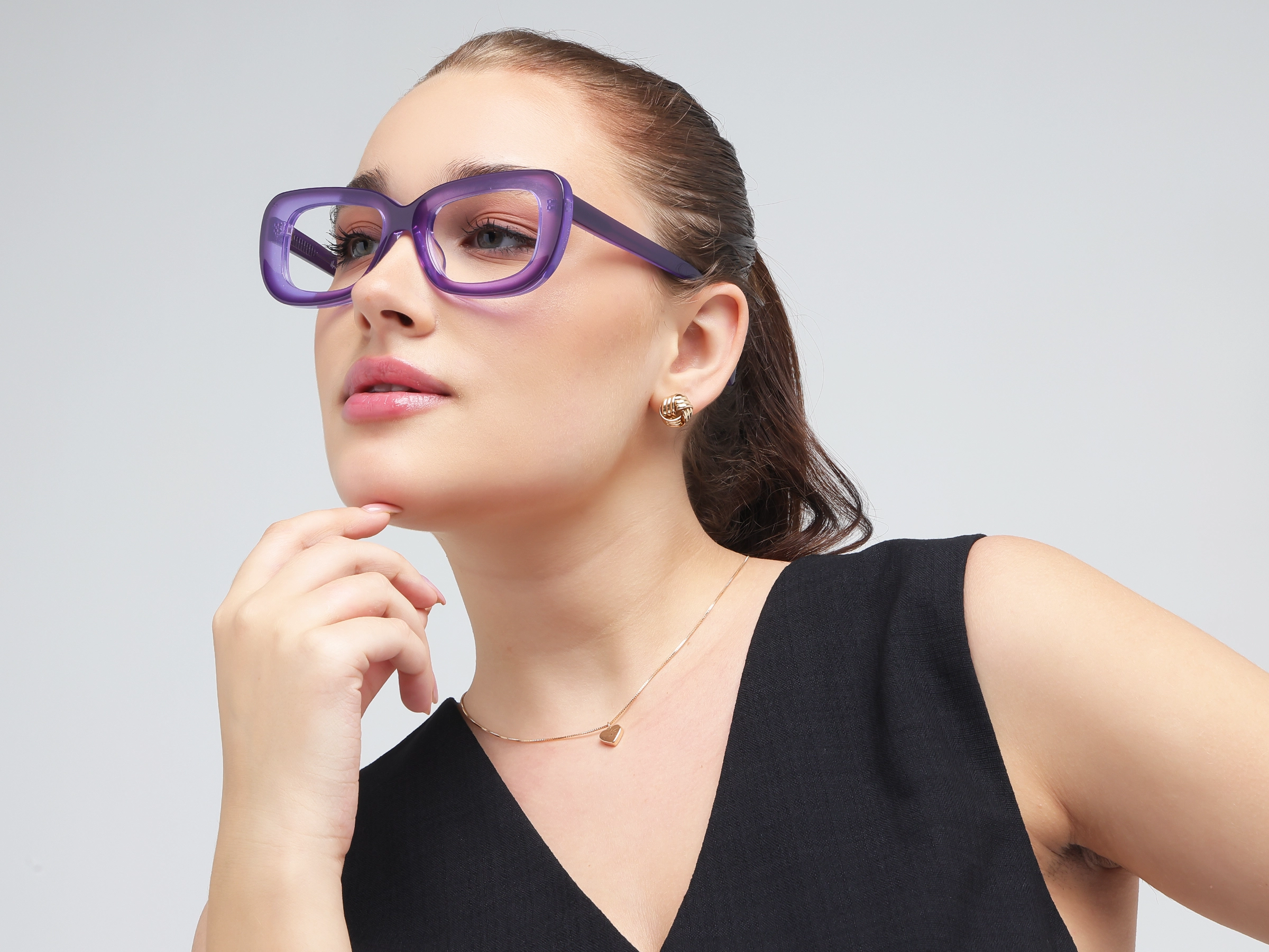 Purple Glittery Hue Oversized Full-Rim Glasses