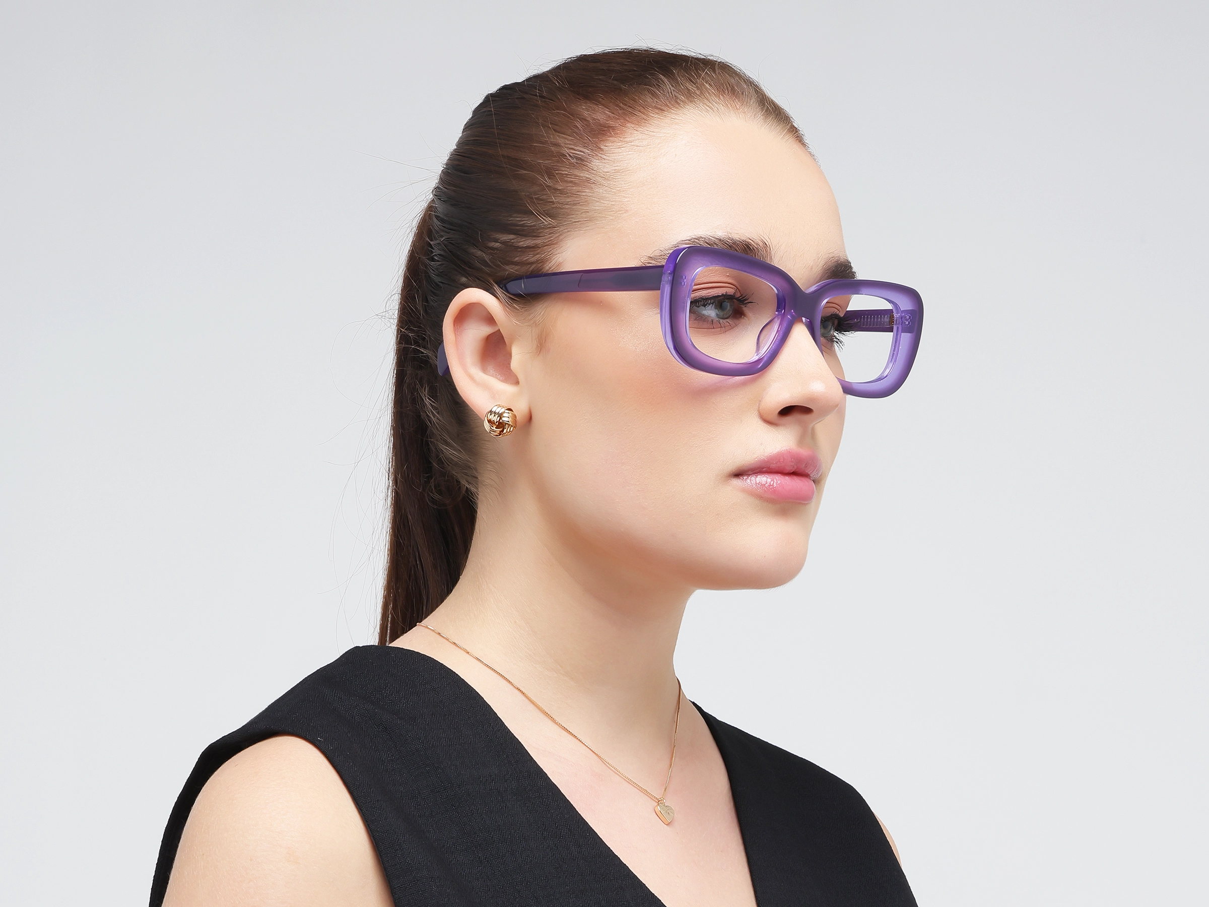 Purple Glittery Hue Oversized Full-Rim Glasses