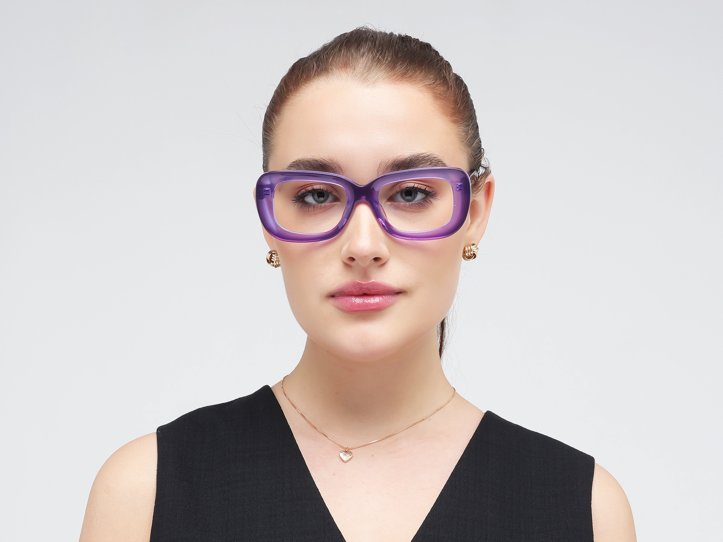 Purple Glittery Hue Oversized Full-Rim Glasses