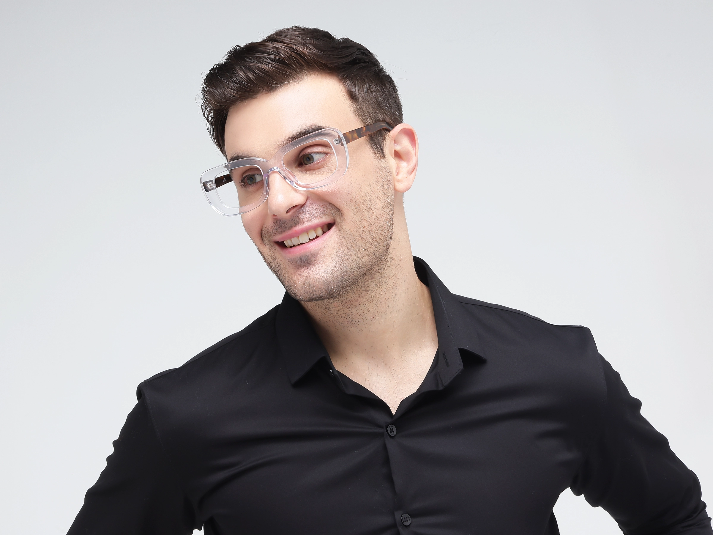 Crystal Clear Oversized Full-Rim Glasses