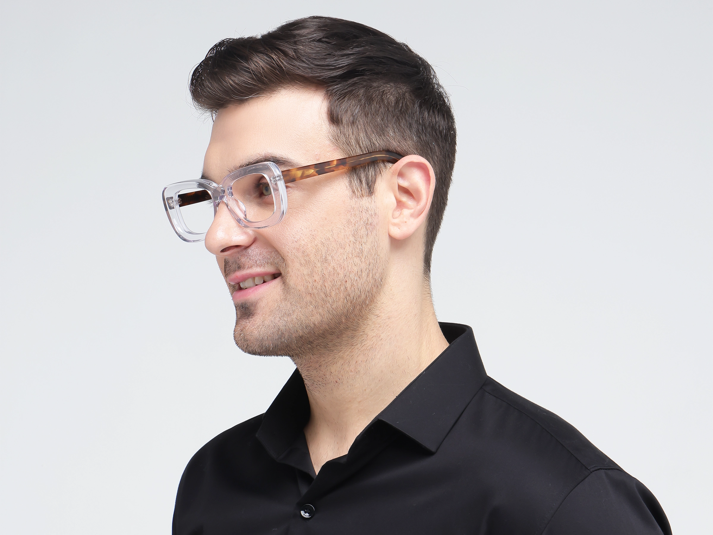 Crystal Clear Oversized Full-Rim Glasses