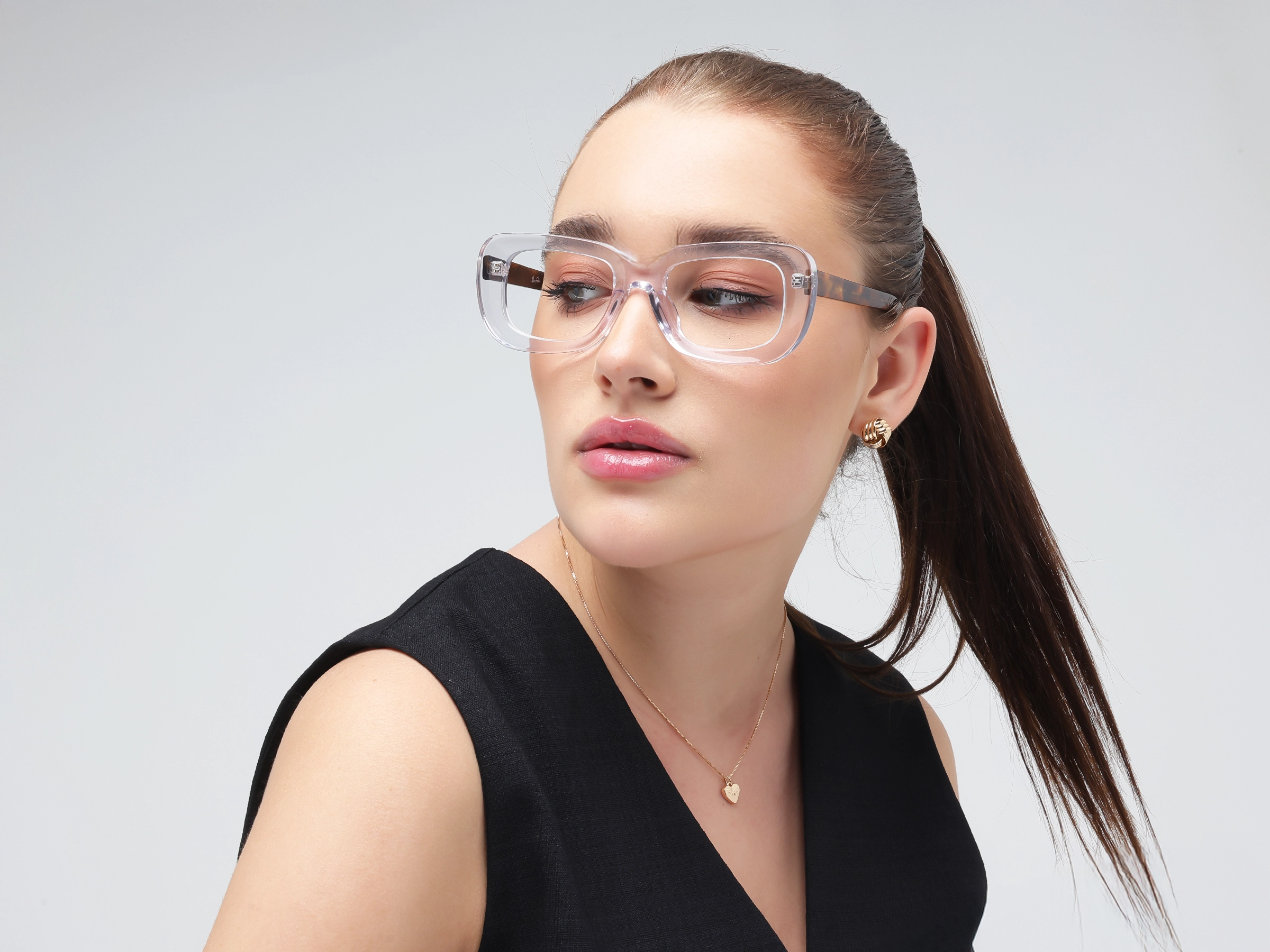 Crystal Clear Oversized Full-Rim Glasses
