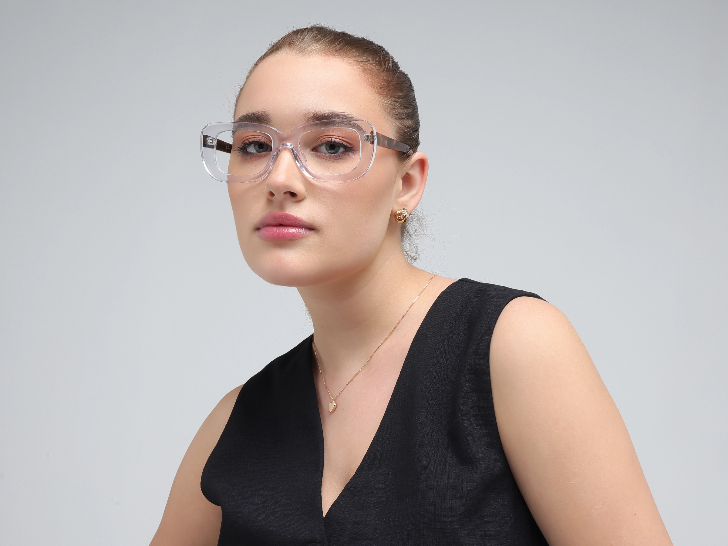 Crystal Clear Oversized Full-Rim Glasses