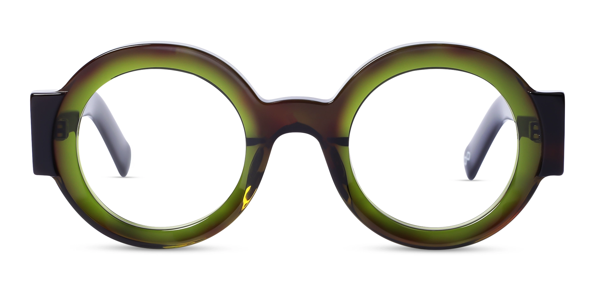 Crystal Olive Green Thick Round Glasses-1