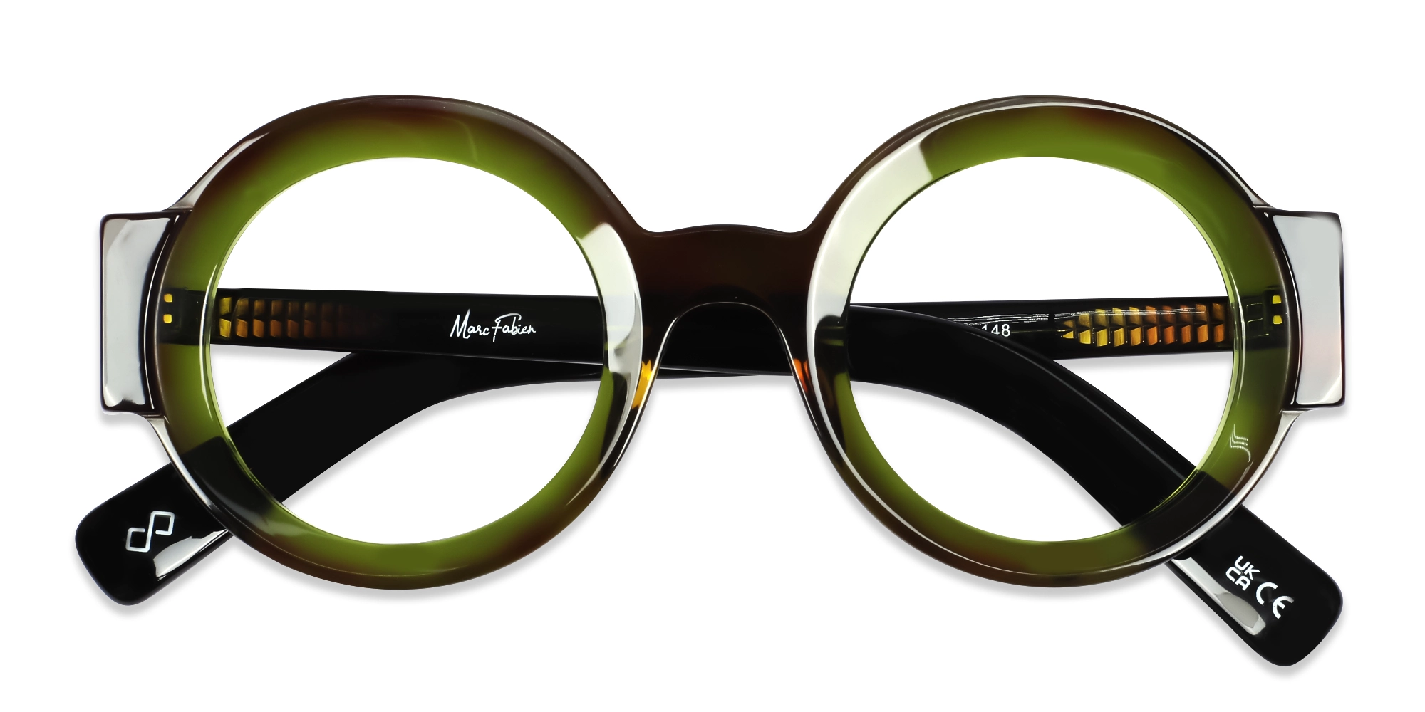 Crystal Olive Green Thick Round Glasses-6