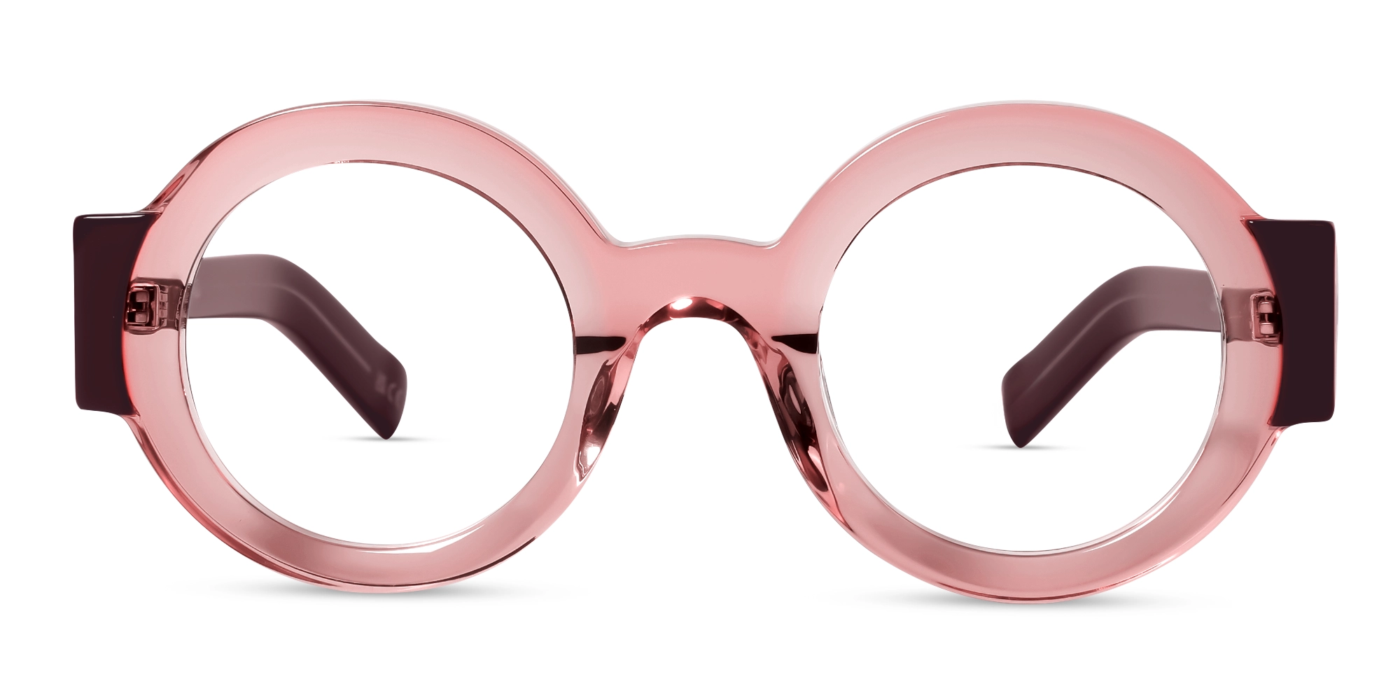 Crystal Pink Thick Round Glasses-1