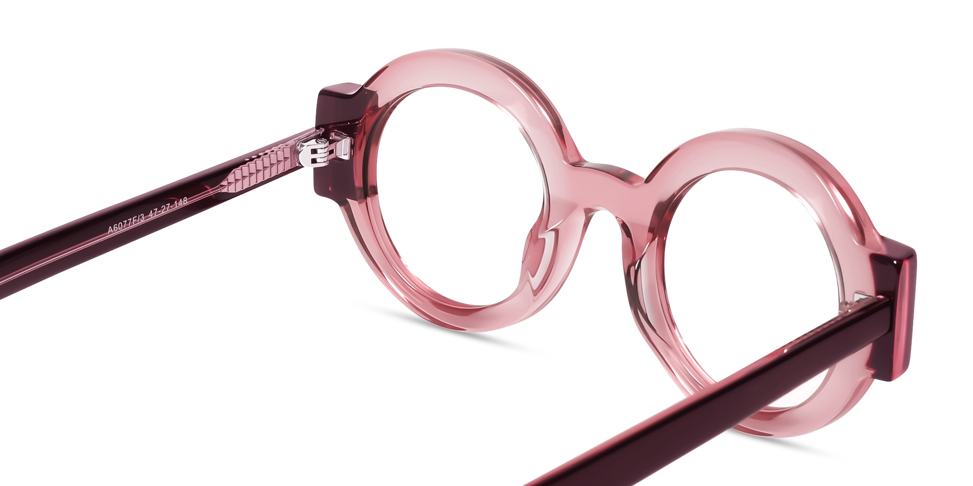 Crystal Pink Thick Round Glasses-5