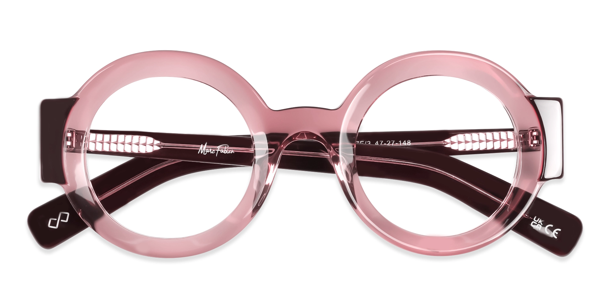 Crystal Pink Thick Round Glasses-6
