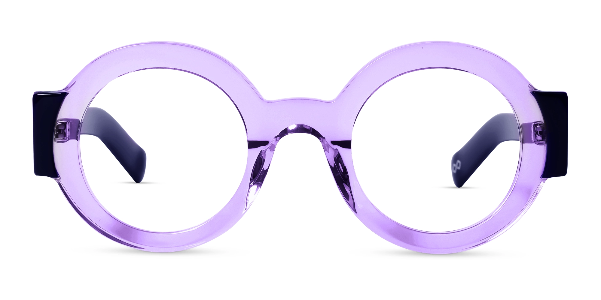 Crystal Purple Thick Round Glasses-1