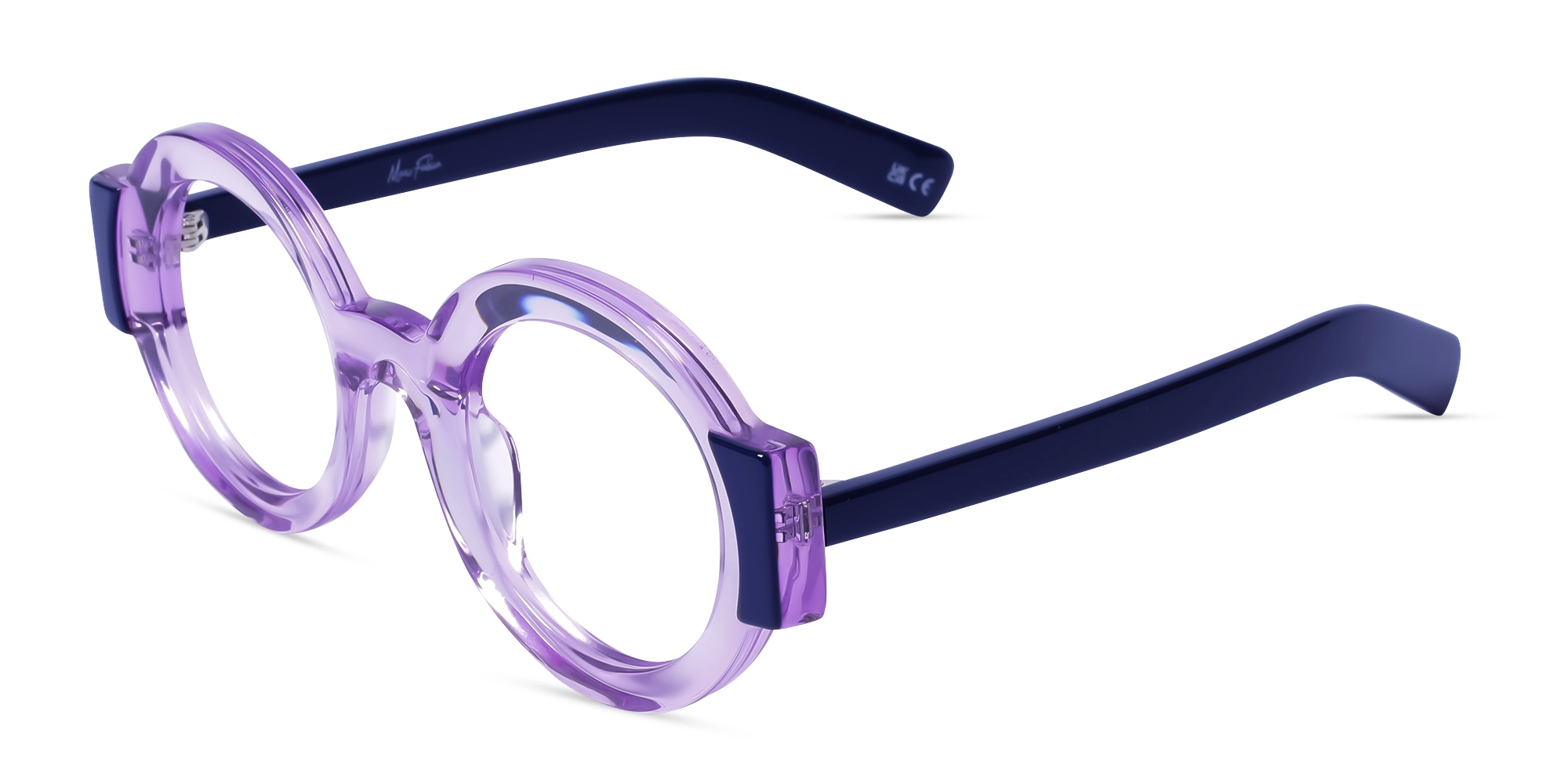 Crystal Purple Thick Round Glasses-3