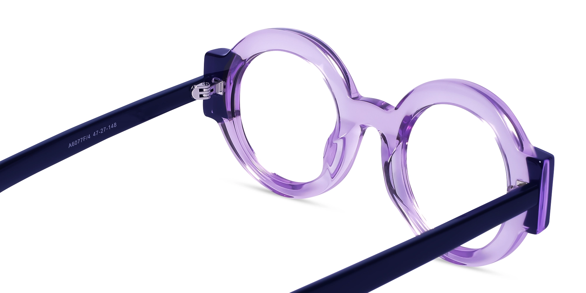 Crystal Purple Thick Round Glasses-5