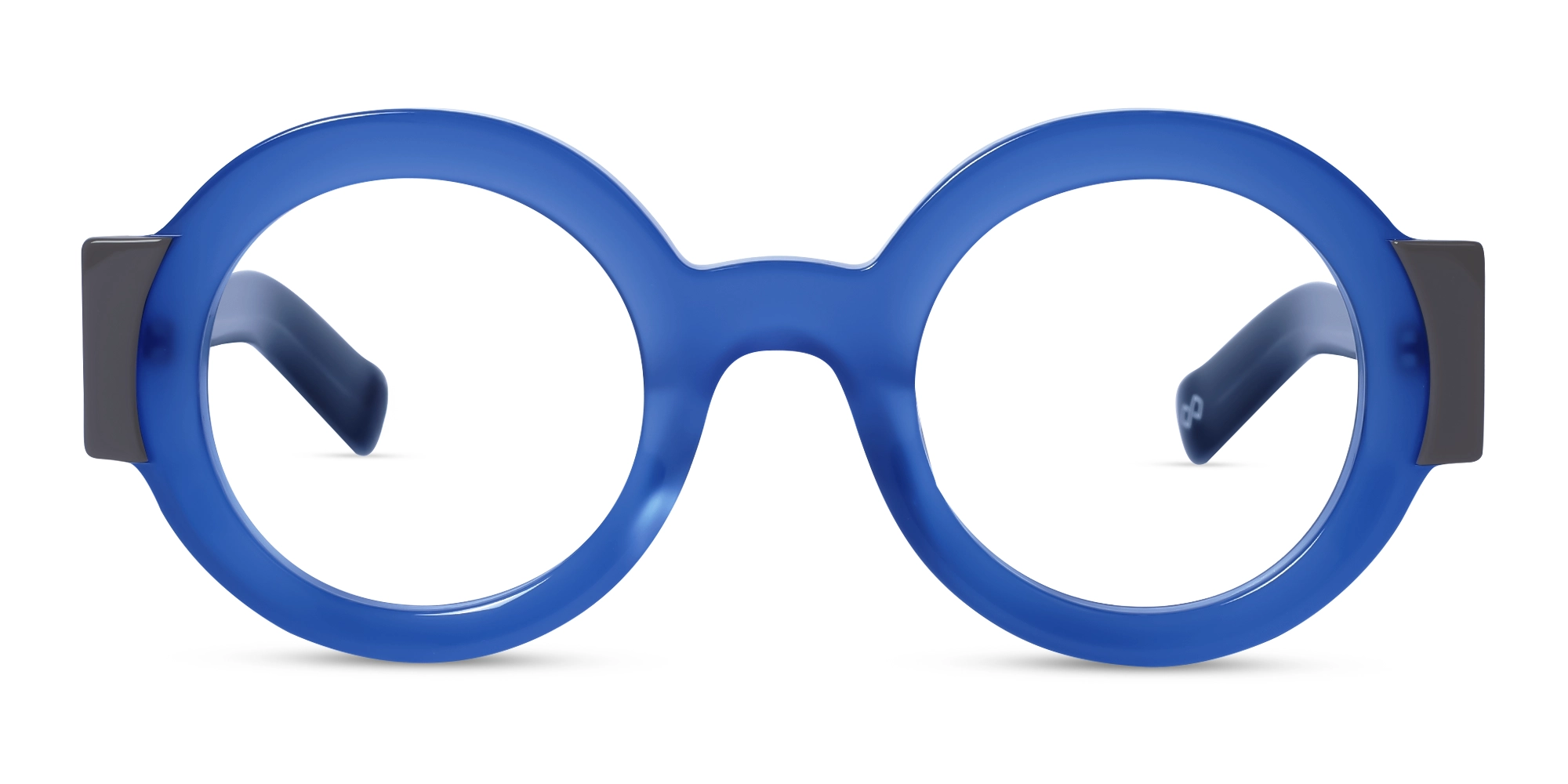 Celtic Blue Oversized Thick Round Glasses-1