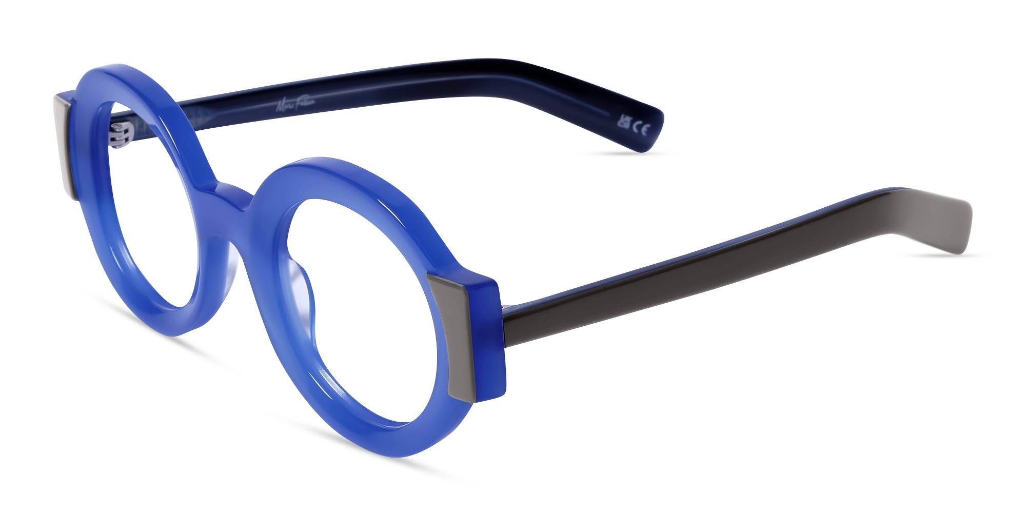Celtic Blue Oversized Thick Round Glasses-3