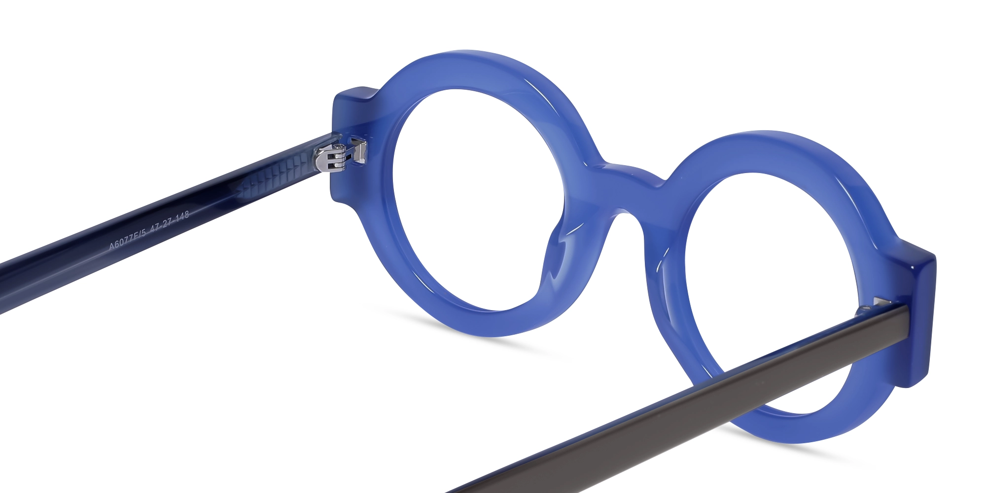 Celtic Blue Oversized Thick Round Glasses-5