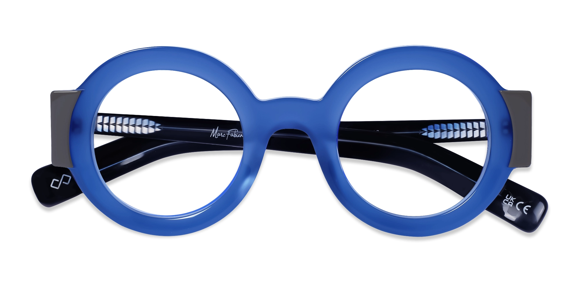 Celtic Blue Oversized Thick Round Glasses-6