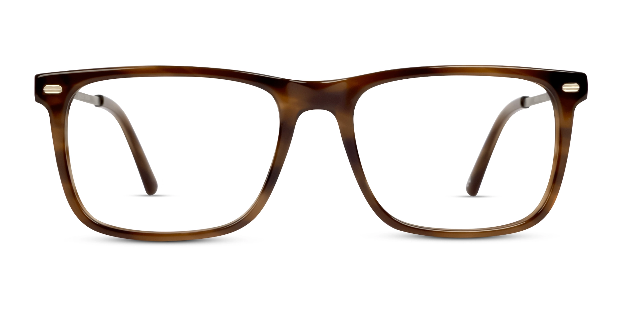 Textured Brown Rectangular Flat-top Glasses-1
