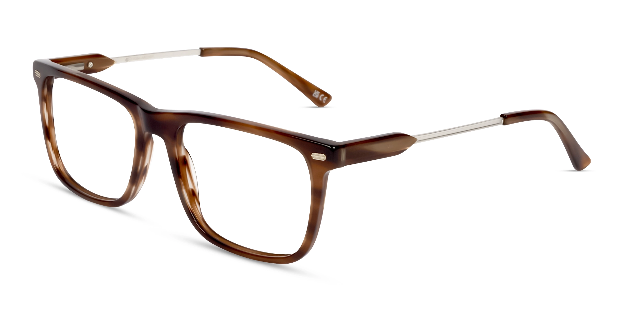 Textured Brown Rectangular Flat-top Glasses-3