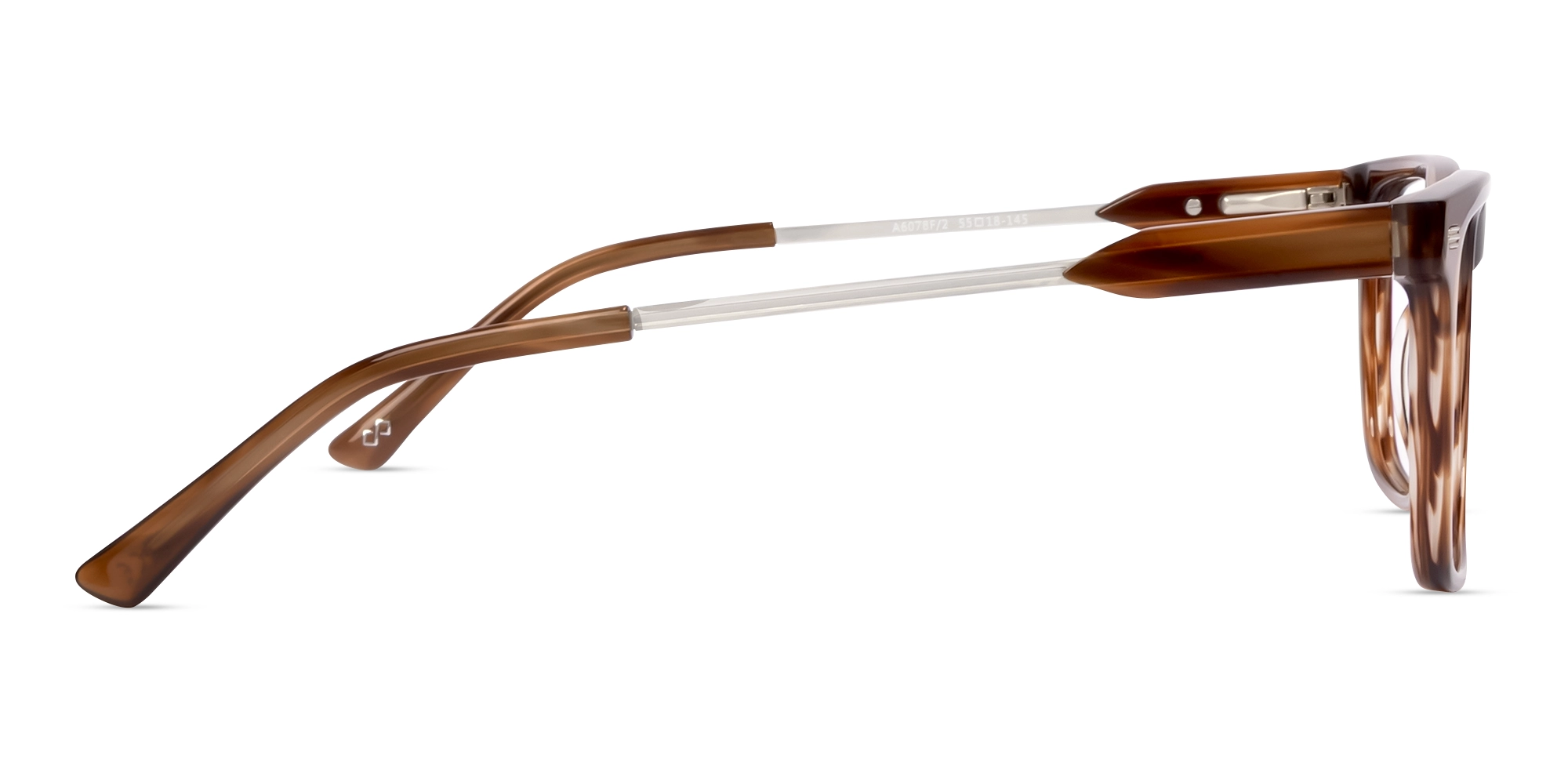 Textured Brown Rectangular Flat-top Glasses-4