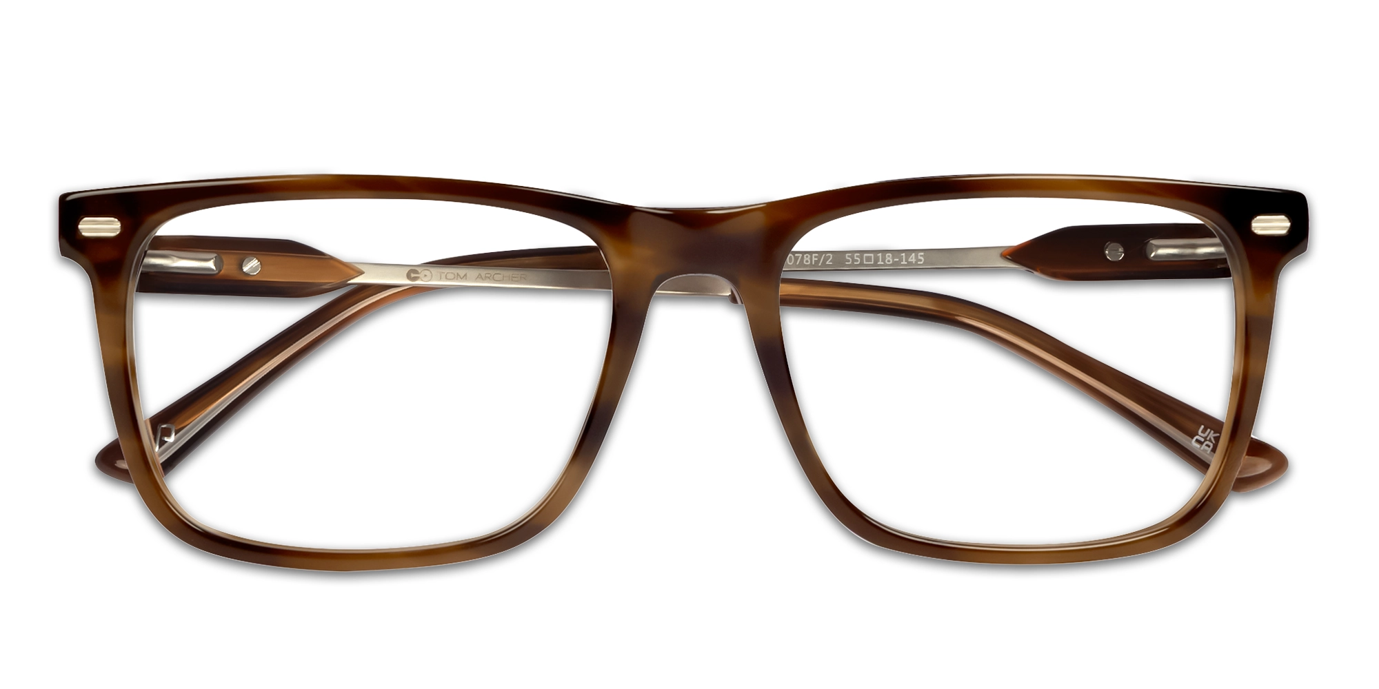 Textured Brown Rectangular Flat-top Glasses-6